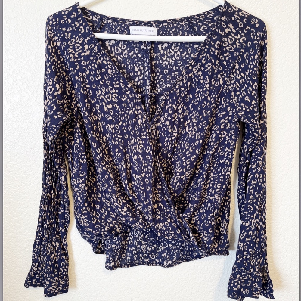 Urban Outfitters Cheetah Print Blue Blouse